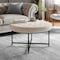 Flash Furniture Ashton 34 Round Cotton Linen Tufted Ottoman with Metal Frame, Beige Cotton Linen/Black Frame WX-TY-104-BGE-LN-BLK-GG - alternate 1